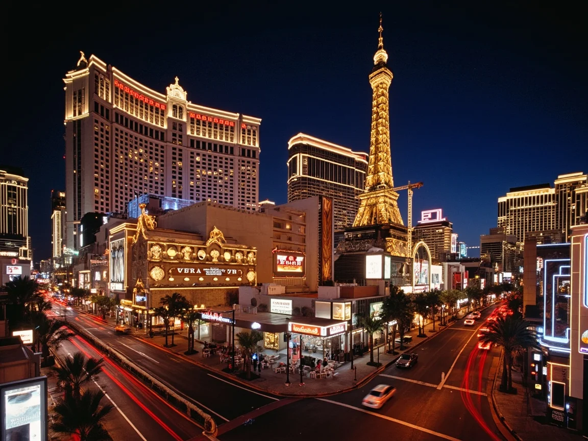Keterangan gambar: ruang dalam suite The Venetian, ruang tamu gaya Itali dengan tingkap kaca penuh dan pemandangan malam