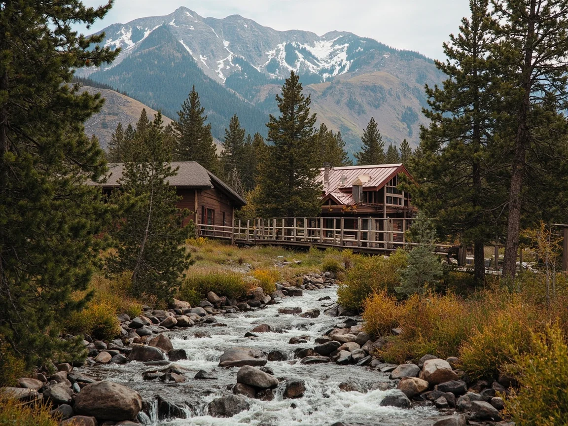 Breckenridge 主街秋色与远山