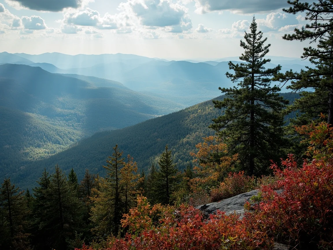 Rajah 3: Laut awan puncak Mount Washington dan Cog Railway lama