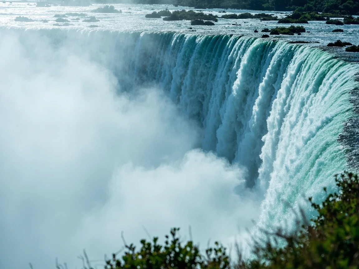 Image caption: Niagara Falls peak-season boat queue scene