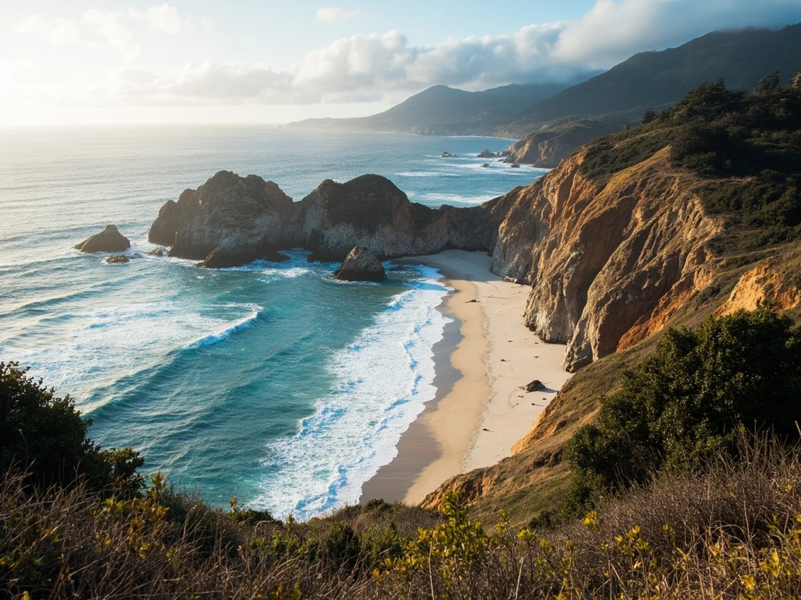 图片说明:大苏尔海岸线入口的 Ventana Big Sur 度假村木屋外景
