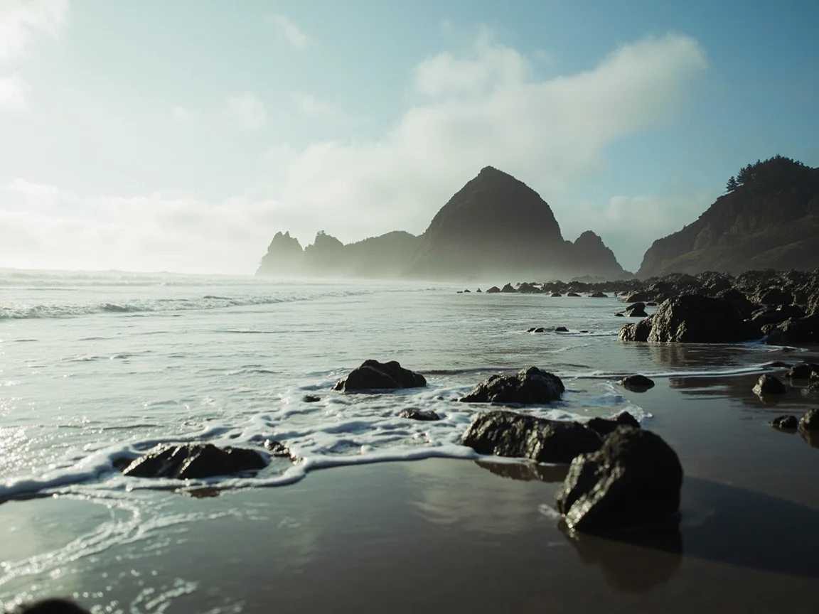 图片说明:Cannon Beach 海滩野餐场景