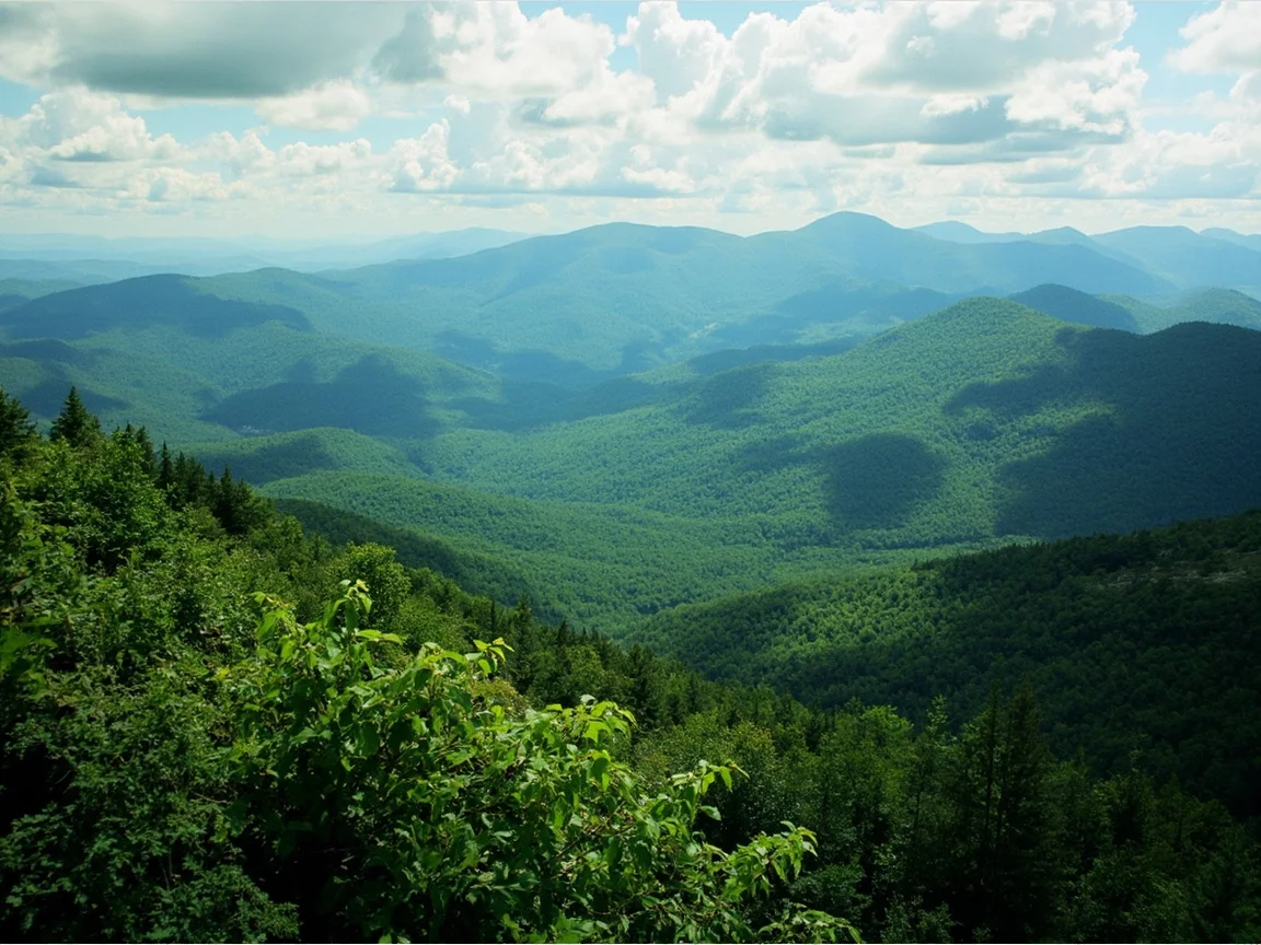 Lorong gunung Green Mountains Vermont pada musim luruh
