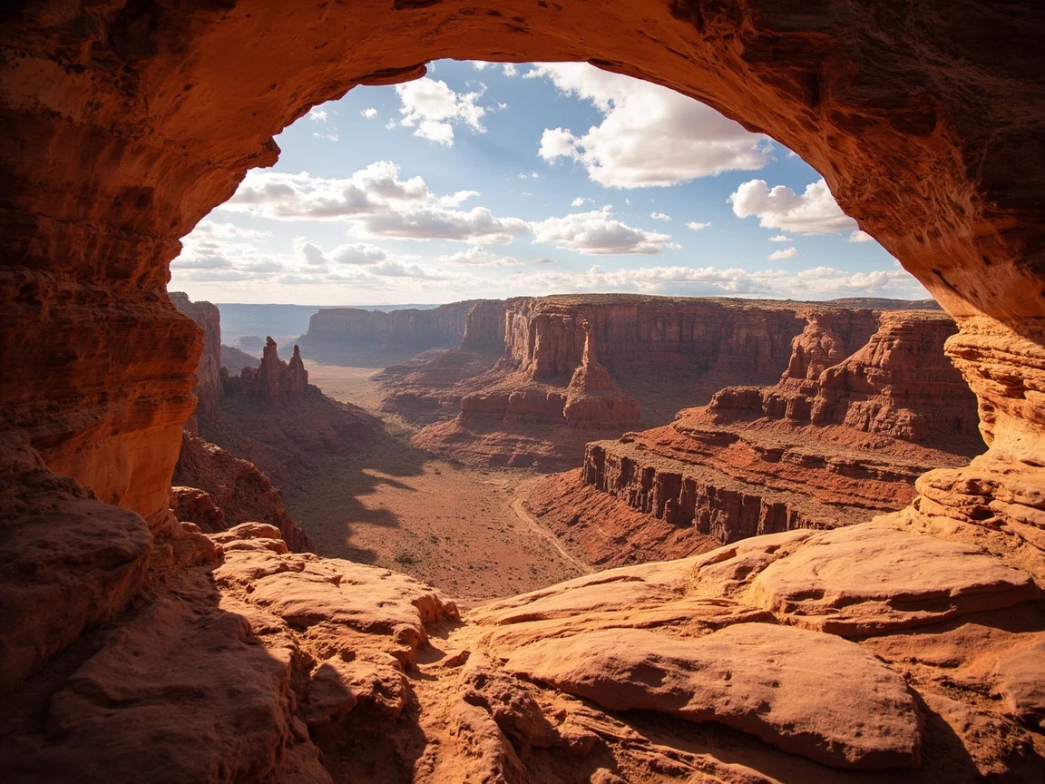 Image caption: Tanawin ng pulang batong地貌 sa umaga mula sa Red Cliffs Lodge sa Moab