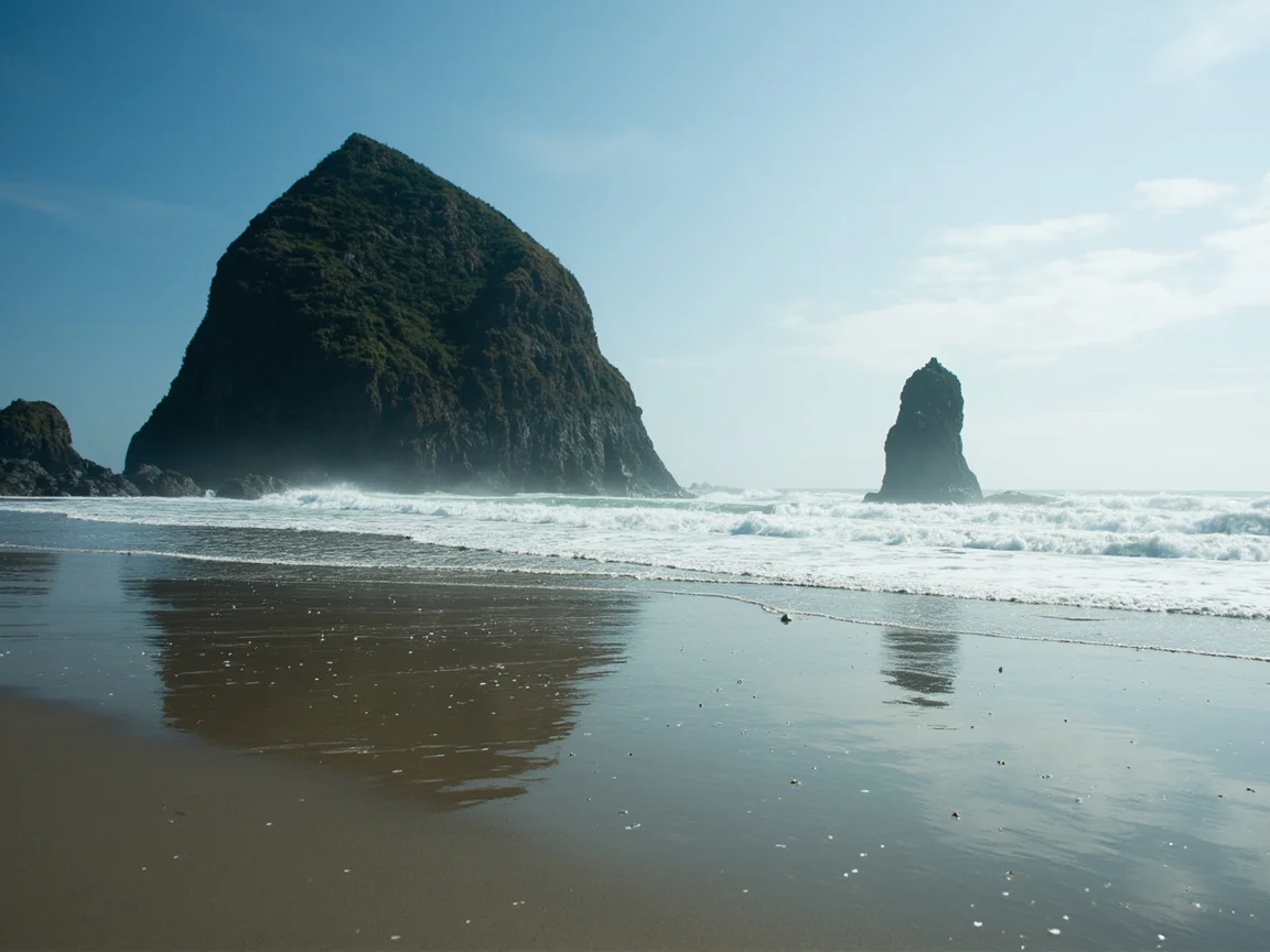 Pemandangan jalan pesisir Cannon Beach untuk self-drive