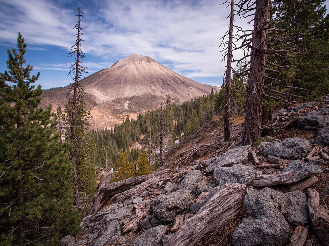 Lassen Volcanic earthquake and sulfur hazard avoidance illustration