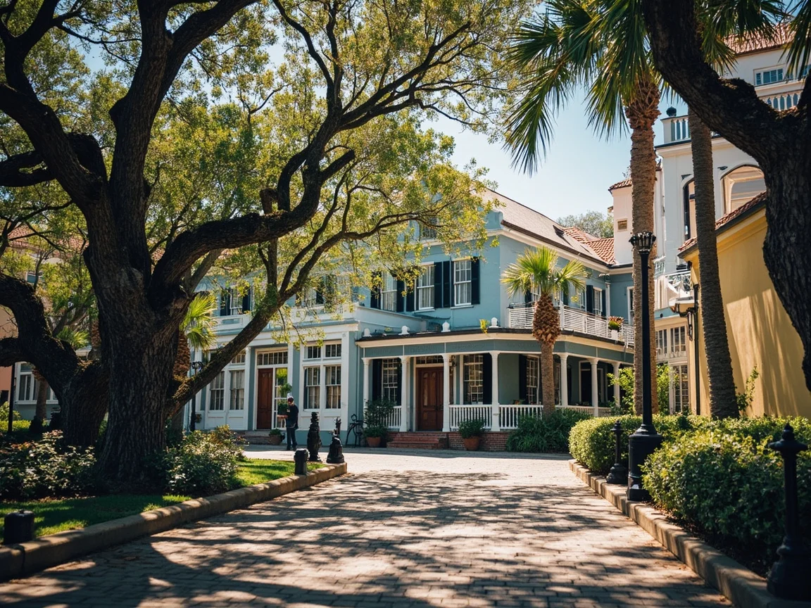 Ранішні краявід старога горада St Augustine і адзінкавага падарожніка