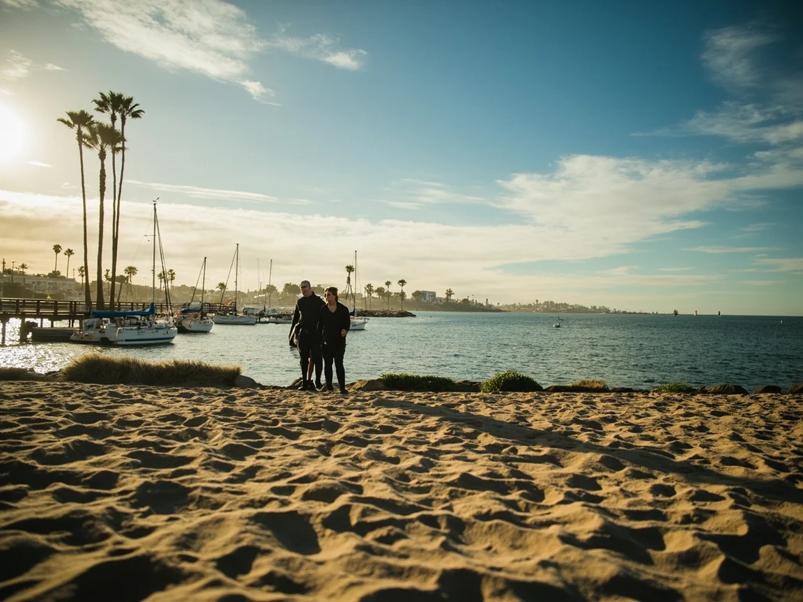 San Diego ทิวทัศน์ยามค่ำคืนและผู้คน