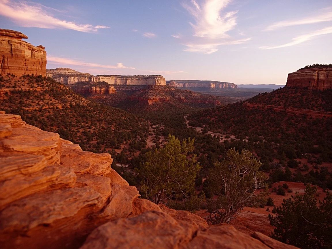 Sedona sunset and red rock panorama