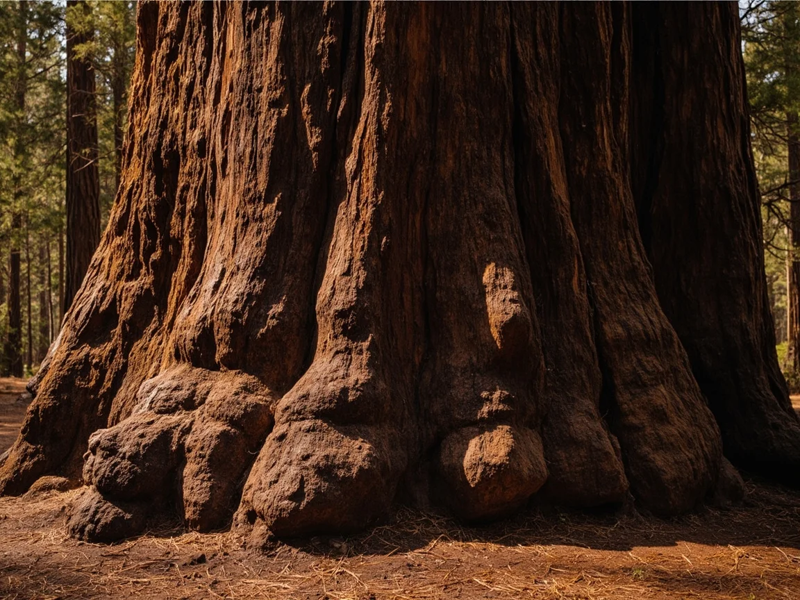Mô tả ảnh: du khách ngước nhìn cây sequoia khổng lồ trên ván gỗ Big Trees Trail