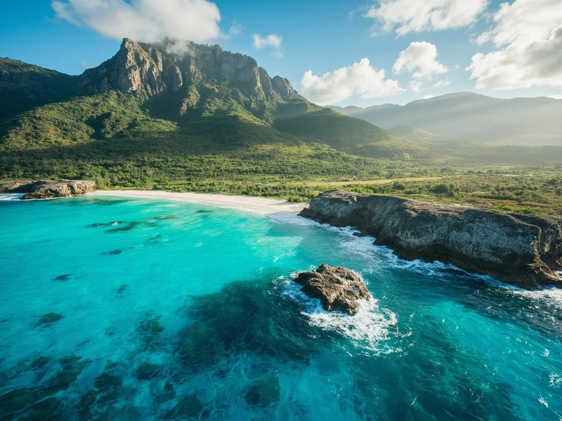 毛里求斯 10 月沿海日落景观示意