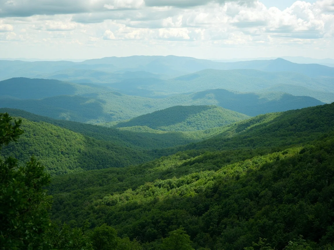 Family hiking scene on the Green Mountains trail