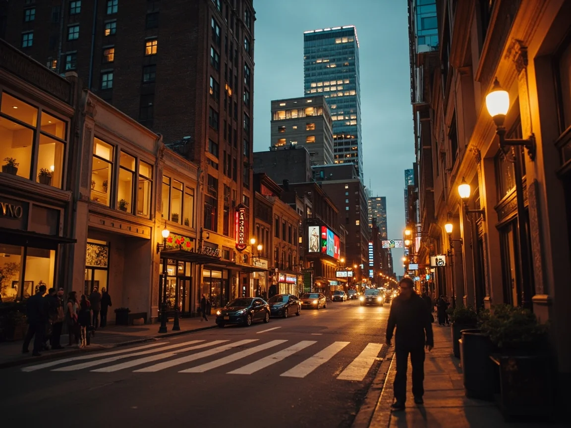 纳什维尔冬季与春季百老汇夜景对比