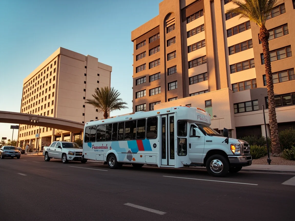 Image caption: Scottsdale Old Town desert-style architecture and market street scene