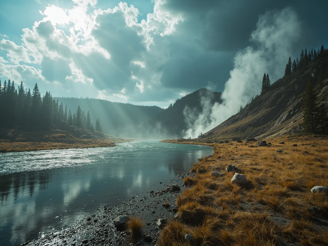 Описание фото: золотая осенняя берёзовая роща в Yellowstone