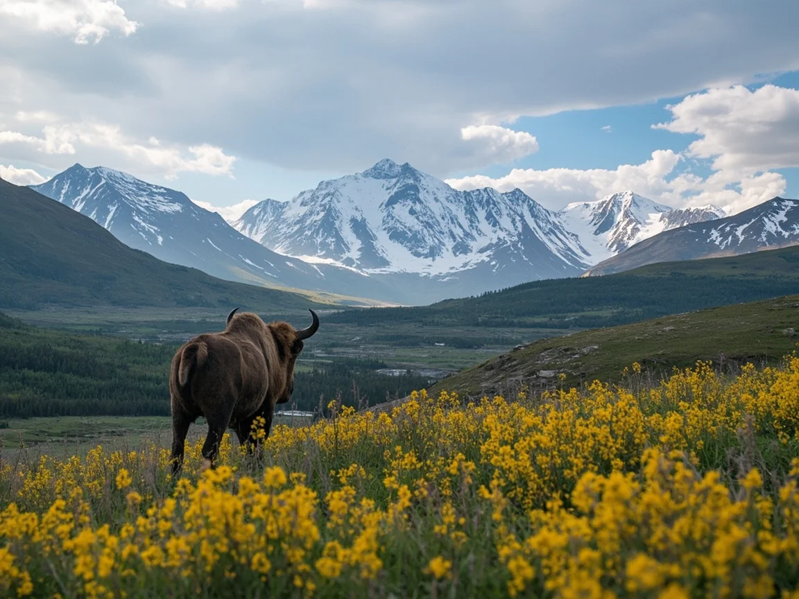 Snow mountain landscape sa kalsada ng self-drive sa Denali National Park