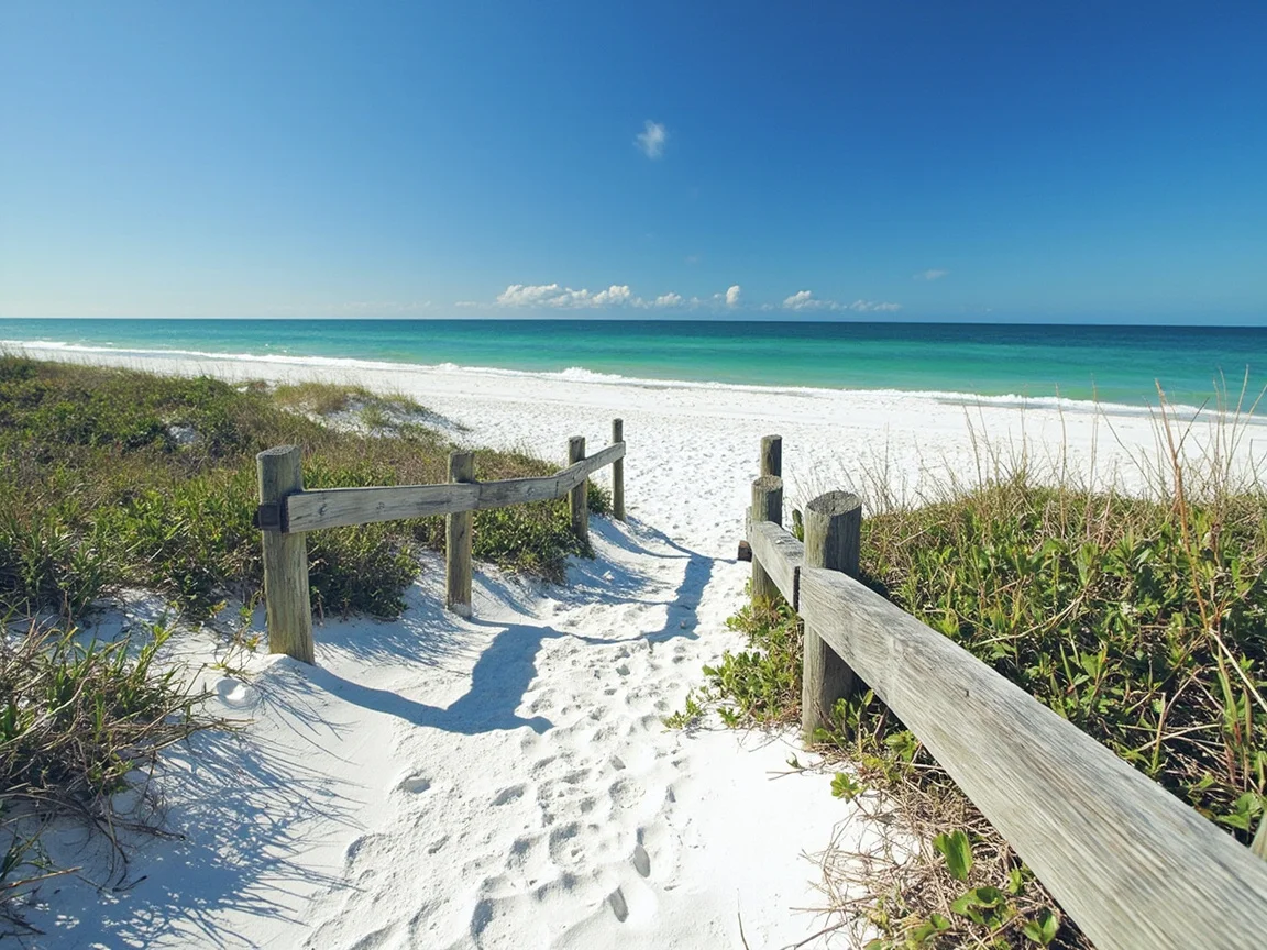 คำอธิบายภาพ: ชายฝั่ง Sanibel Island และชายหาดเปลือกหอยในยามพระอาทิตย์ตก