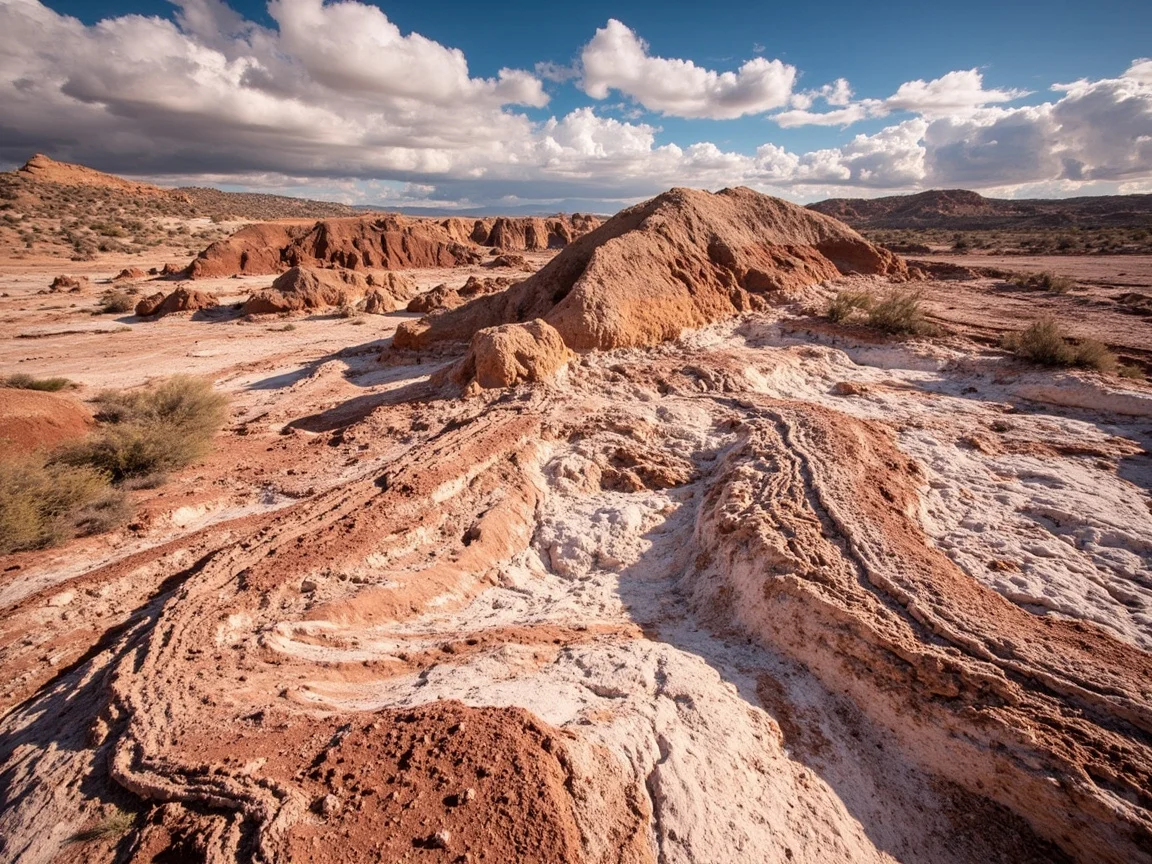 Distant view of the Painted Desert at sunset