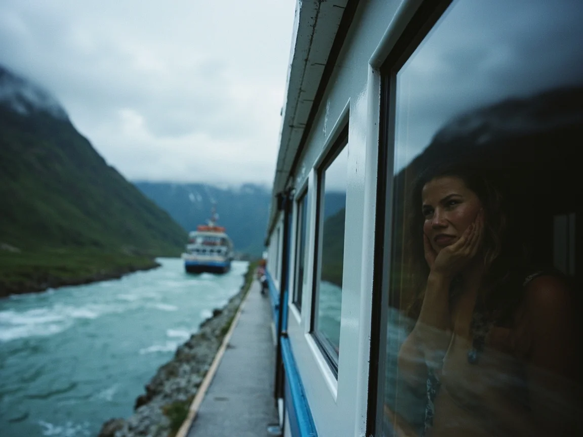 Skagway 小镇清晨的彩色建筑与邮轮码头