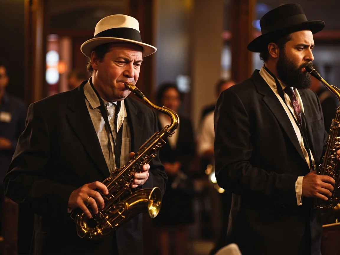 Pemandangan jalan French Quarter New Orleans bersama band persembahan
