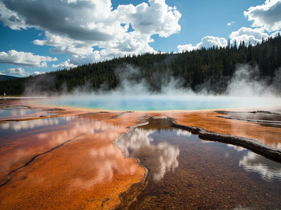 สีสันฤดูใบไม้ร่วงยามหมอกเช้าใน Hayden Valley