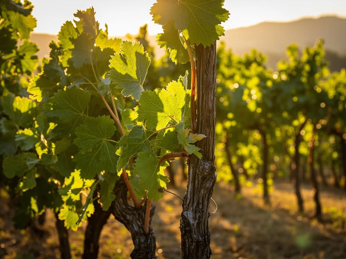 Image caption: Autumn vineyard harvest scene