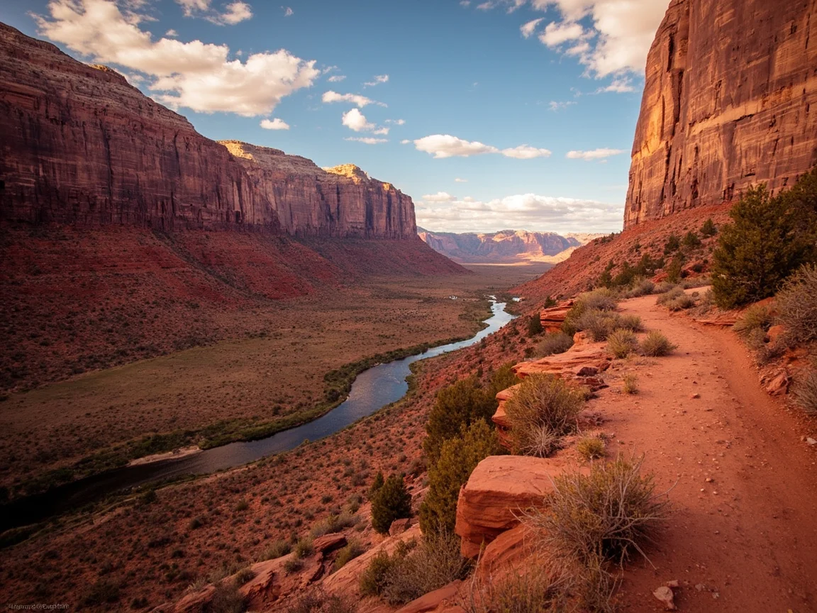 Layered Sedona red rock formations bathed in evening golden-pink light