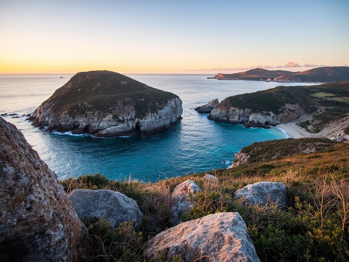 图片说明:Santa Cruz 岛 Potato Harbor 悬崖步道与海蚀拱门