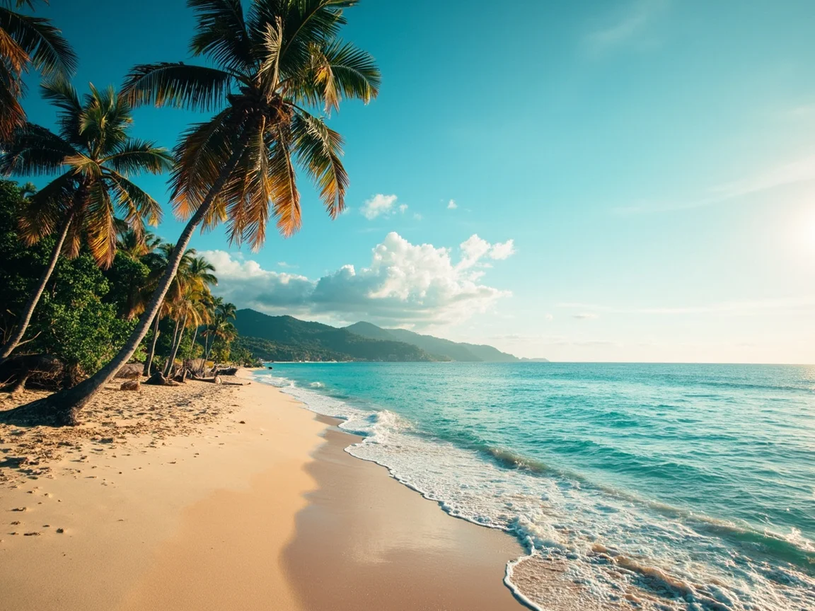 ทิวทัศน์ยามค่ำคืนรีสอร์ตชายหาด