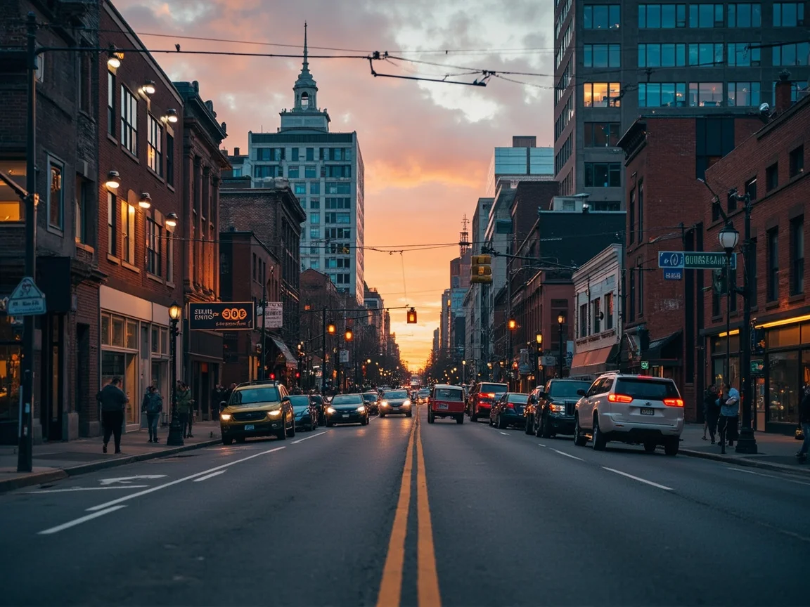 ทิวทัศน์ยามค่ำคืนของย่านร้านอาหาร The Gulch ใน Nashville