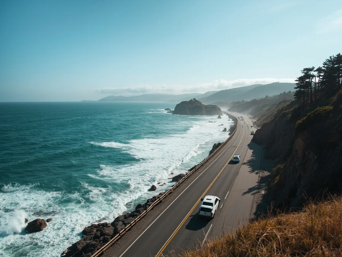 First cliff coastline after leaving San Francisco