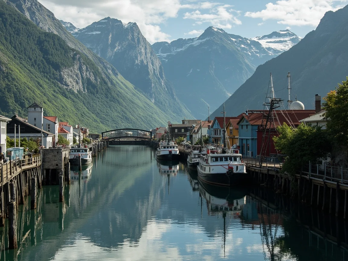 Skagway 老城傍晚的木板路