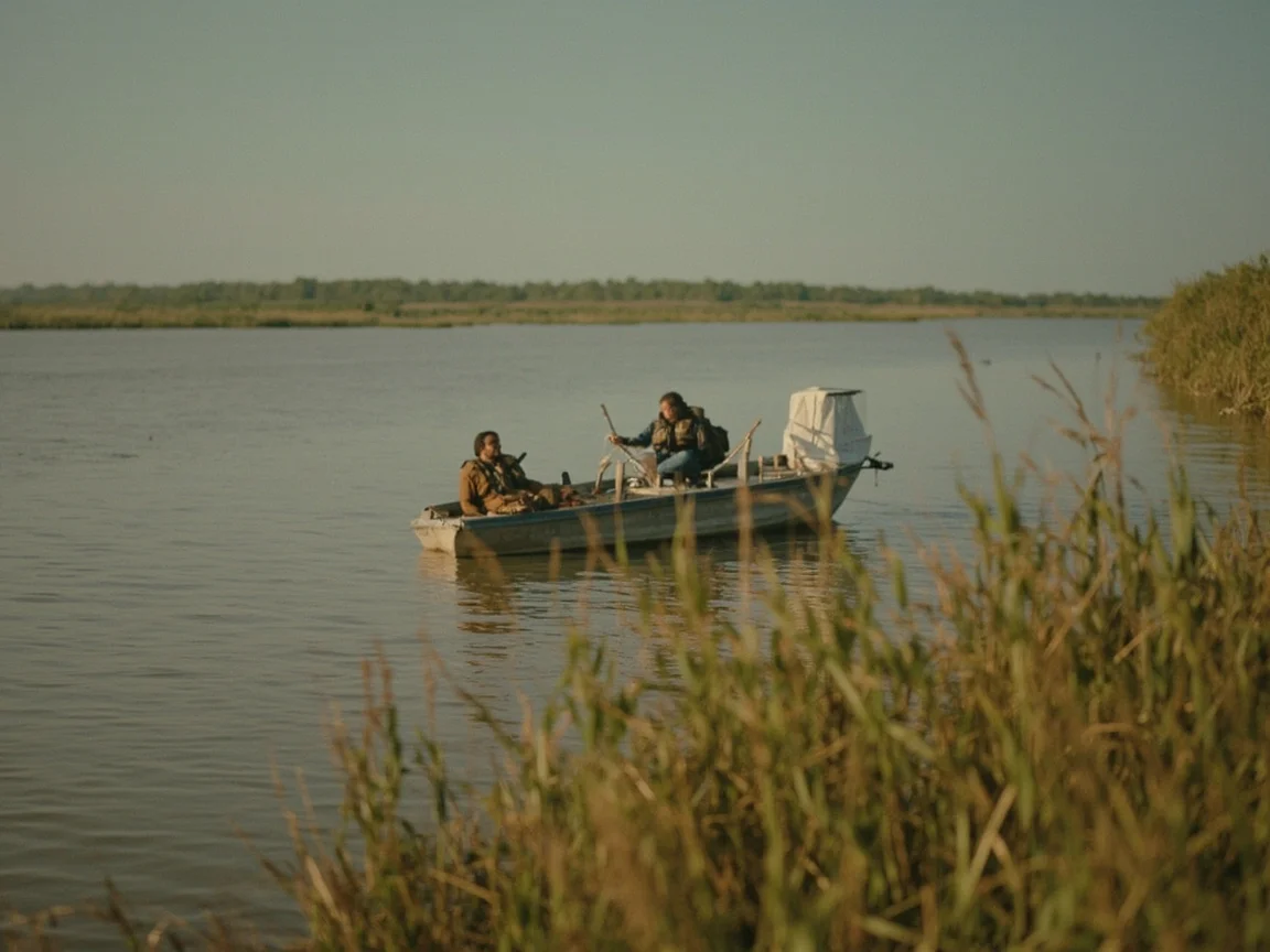 Закат на набережной Mississippi Delta, хлопковые поля и далёкий городок