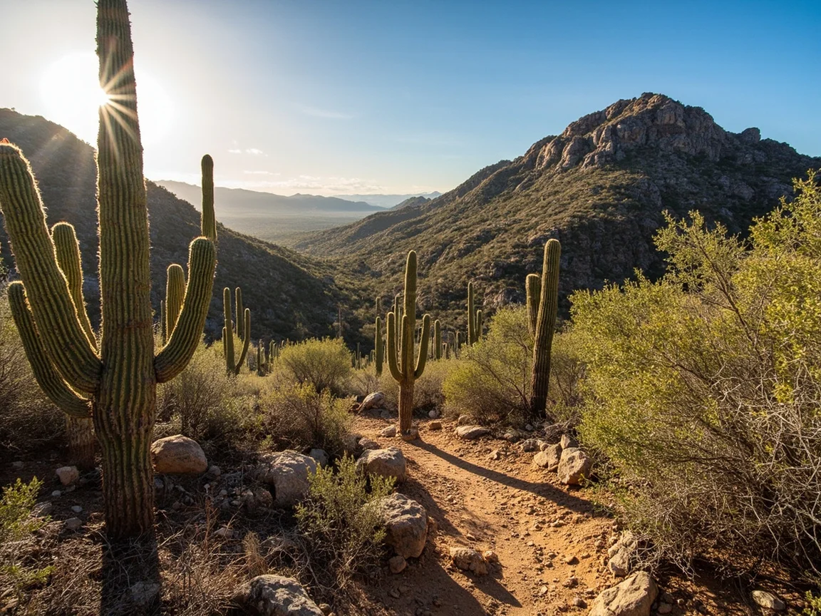 Подпись к изображению: схема зон проживания у входа в Saguaro National Park