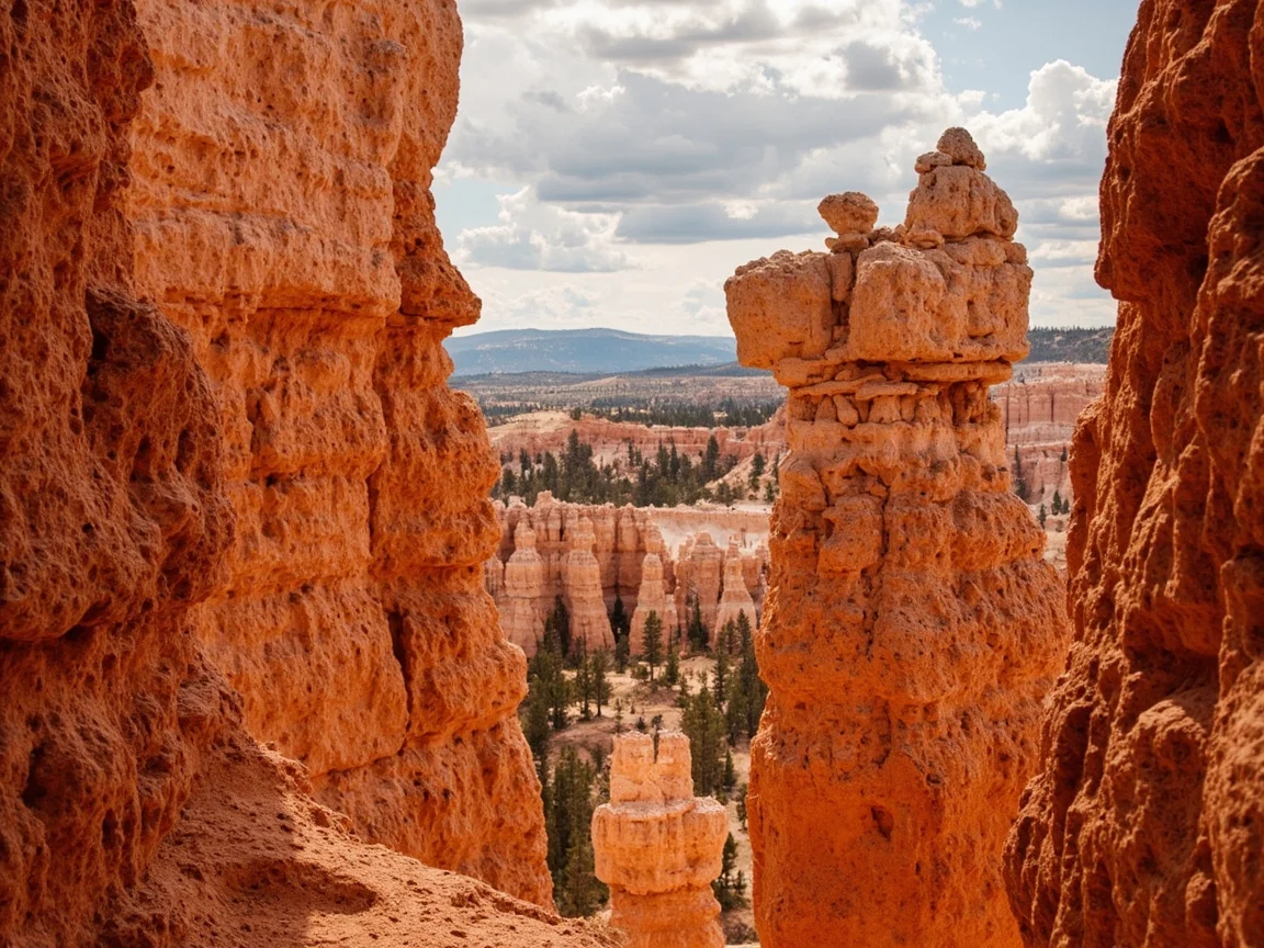 Trung tâm du khách ở cổng Bryce Canyon và du khách buổi sớm