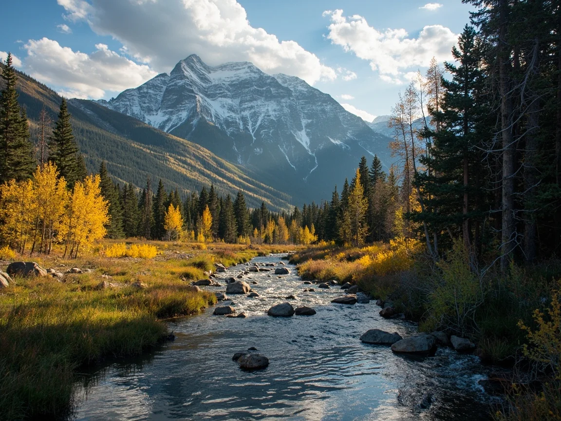คำอธิบายภาพ: ถนนกรวดในย่านเดินเท้าของ Vail ปกคลุมด้วยใบไม้สีทองในฤดูใบไม้ร่วง