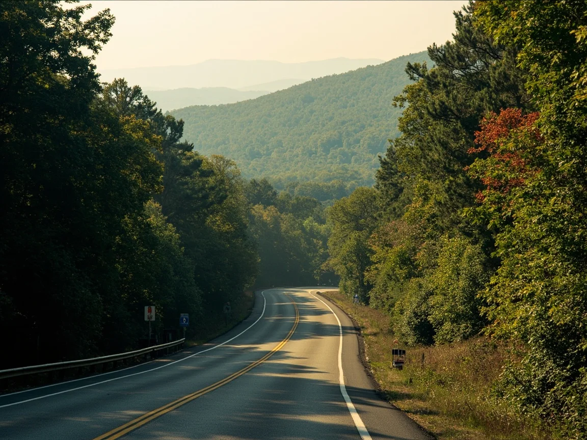 Осенний пейзаж вдоль Blue Ridge Parkway